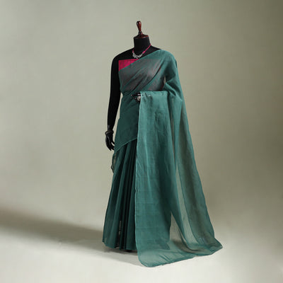 Green - Nazaakat Kota Doria Cotton Plain Saree with Blouse & Jewellery Set 57