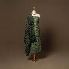 Green - 3pc cotton kutch batik dress material 11