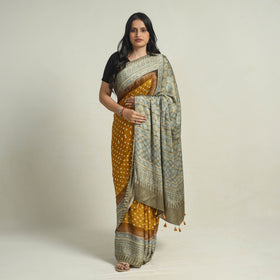 Ajrakh Bandhani Modal Silk Saree Oline in India 
