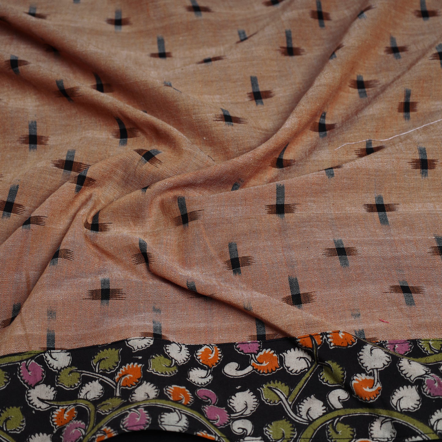 Beige - Cotton Pochampally Ikat Blouse Piece 15