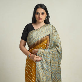 Ajrakh Bandhani Modal Silk Saree Oline in India 