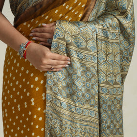 Ajrakh Bandhani Modal Silk Saree Oline in India 