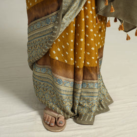 Ajrakh Bandhani Modal Silk Saree Oline in India 