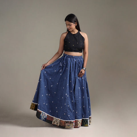 Blue - Jacquard 24 Kali Patchwork Cotton Long Skirt 26