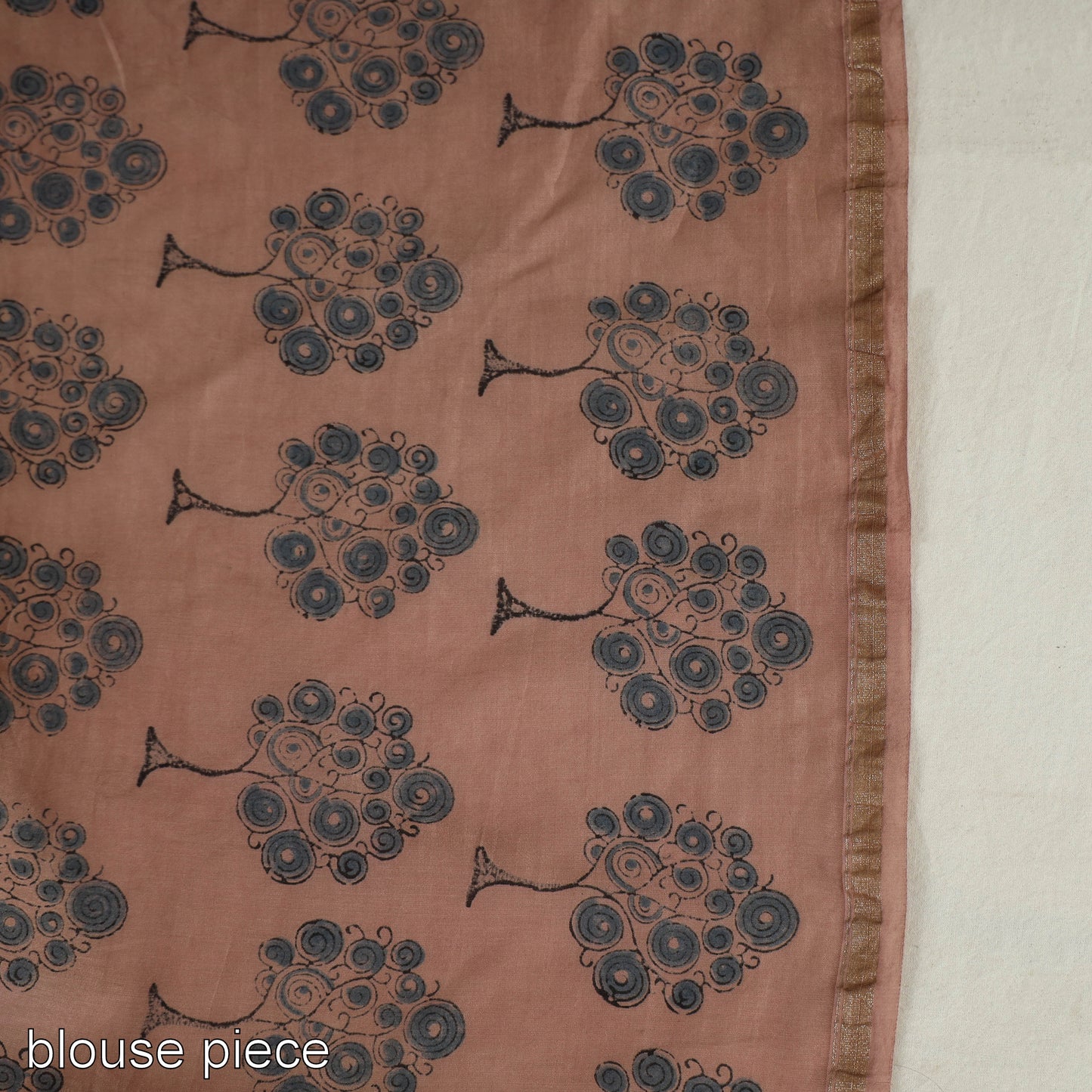 Brown - Chanderi Silk Block Printed Ajrakh Saree 15