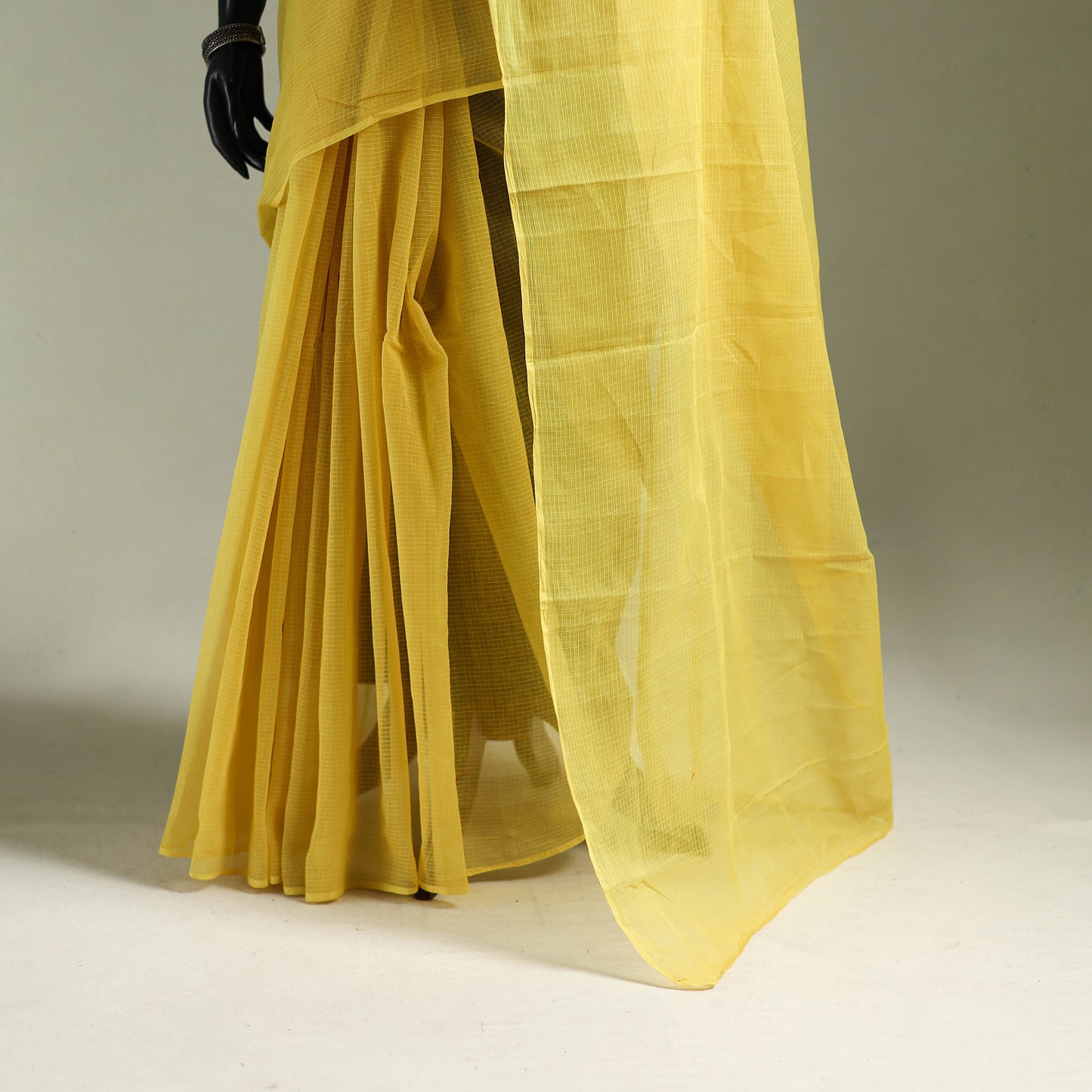 Yellow - Nazaakat Kota Doria Cotton Plain Saree with Blouse & Jewellery Set 58