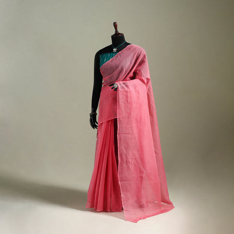 Pink - Nazaakat Kota Doria Cotton Plain Saree with Blouse & Jewellery Set 59