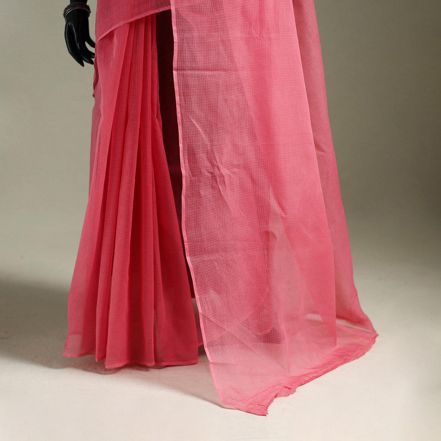 Pink - Nazaakat Kota Doria Cotton Plain Saree with Blouse & Jewellery Set 59