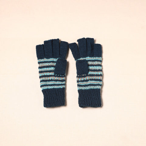 Blue Kumaun Hand Knitted Woollen Hand Gloves (Adult)