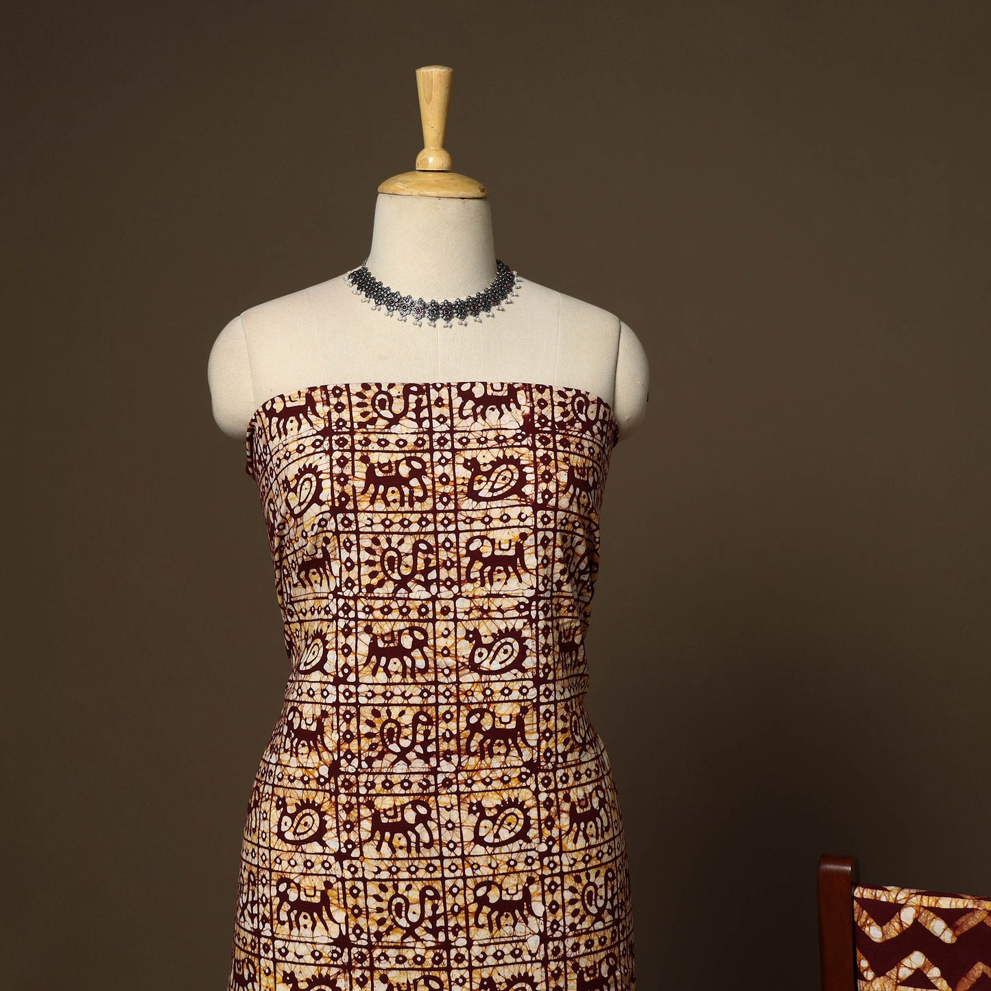 Maroon - 3pc cotton kutch batik dress material 14