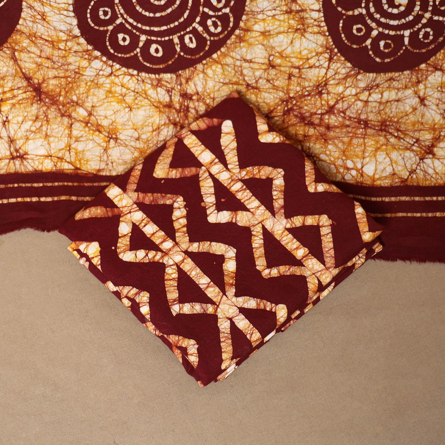 Maroon - 3pc cotton kutch batik dress material 14