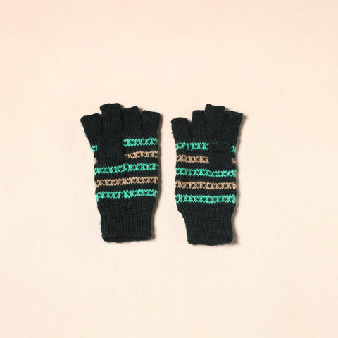 Black Kumaun Hand Knitted Woollen Hand Gloves (Adult)