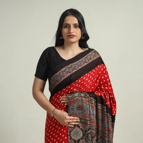 Ajrakh Bandhani Modal Silk Saree Oline in India 