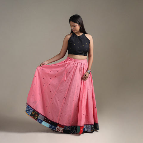 Pink - Jacquard 24 Kali Patchwork Cotton Long Skirt 33