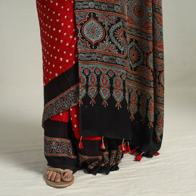 Ajrakh Bandhani Modal Silk Saree Oline in India 