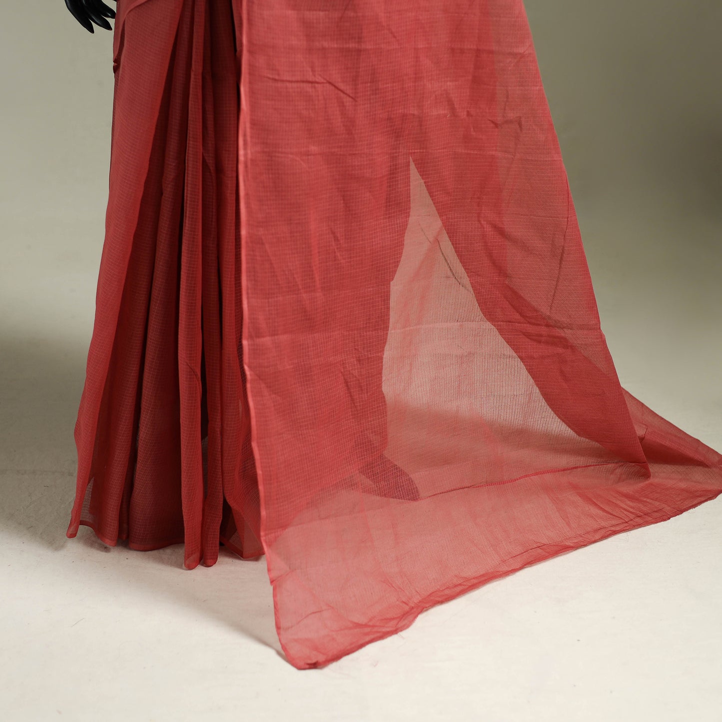 Red - Nazaakat Kota Doria Cotton Plain Saree with Blouse & Jewellery Set 61