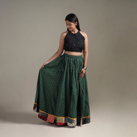 Green - Jacquard 24 Kali Patchwork Cotton Long Skirt 35