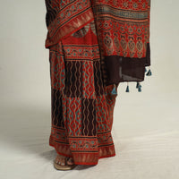 Red - Block Printed Chanderi Silk Ajrakh Saree 05