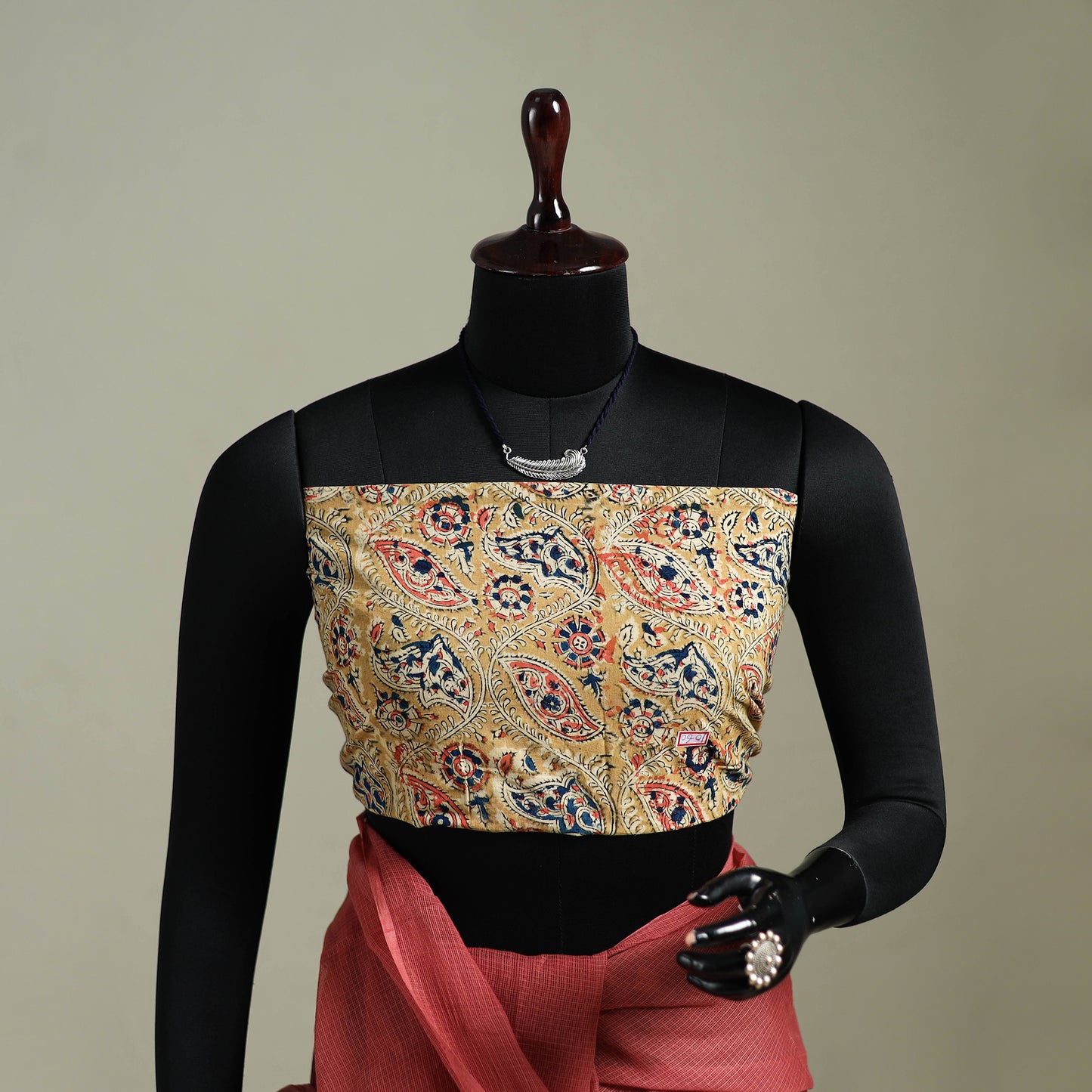 Red - Nazaakat Kota Doria Cotton Plain Saree with Blouse & Jewellery Set 62