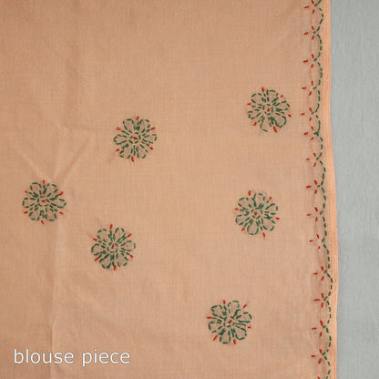 Orange - Lucknow Chikankari Hand Embroidery Patti Kaam Terivoile Cotton Saree 50