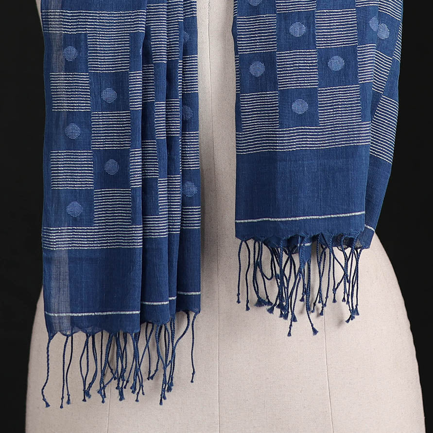 Phulia Jamdani Pure Handloom Cotton Stole with Tassels 41