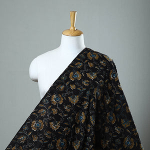 Black - Block Printed Cotton Jahota Fabric 12