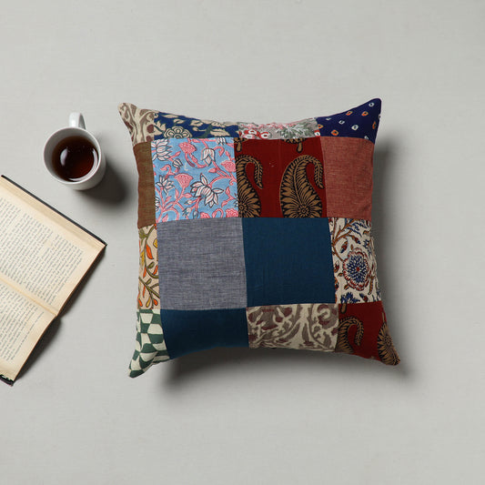 Handcrafted Cotton Patchwork Cushion Cover (16 x 16 in) 03