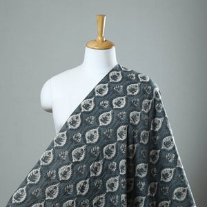 Grey - Block Printed Cotton Jahota Fabric 13