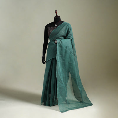 Green - Nazaakat Kota Doria Cotton Plain Saree with Blouse & Jewellery Set 65