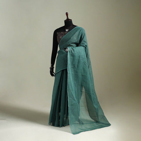 Green - Nazaakat Kota Doria Cotton Plain Saree with Blouse & Jewellery Set 65