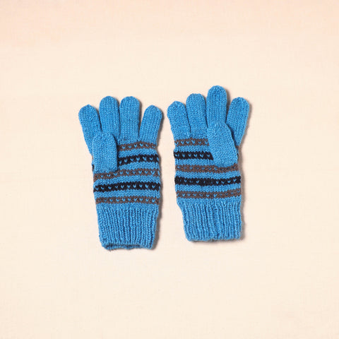 Blue Kumaun Hand Knitted Woollen Hand Gloves (Adult)
