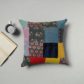 Multicolor - handcrafted cotton patchwork cushion cover 02
