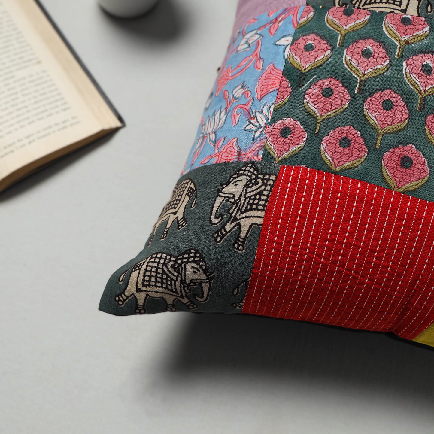 Multicolor - handcrafted cotton patchwork cushion cover 02