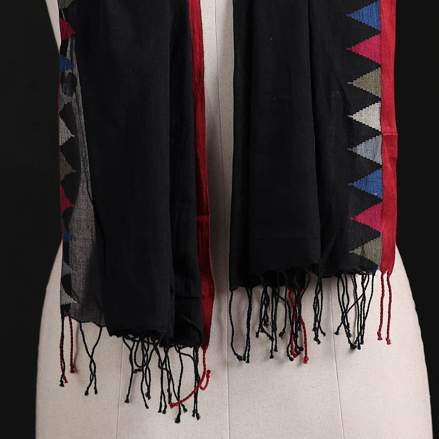 Phulia Jamdani Pure Handloom Cotton Stole with Tassels 01