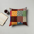 Multicolor - handcrafted cotton patchwork cushion cover (16