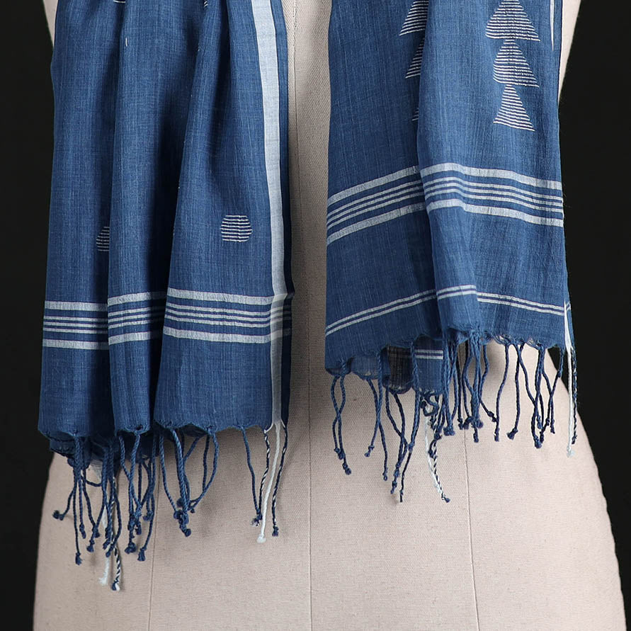 Phulia Jamdani Pure Handloom Cotton Stole with Tassels 04