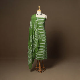 Green - 3pc cotton unstitched hand batik dress material 04