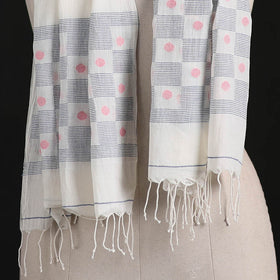 Phulia Jamdani Pure Handloom Cotton Stole with Tassels 05