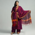 Dark Pink - Dharwad Cotton Kurta with Palazzo & Dupatta Set