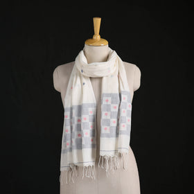 Phulia Jamdani Pure Handloom Cotton Stole with Tassels 05