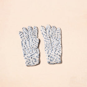 White Kumaun Hand Knitted Woollen Hand Gloves (Adult)