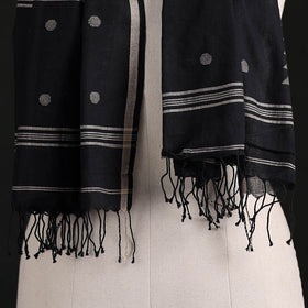 Phulia Jamdani Pure Handloom Cotton Stole with Tassels 06