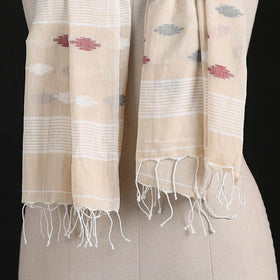 Phulia Jamdani Pure Handloom Cotton Stole with Tassels 07