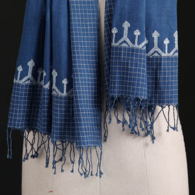 Phulia Jamdani Pure Handloom Cotton Stole with Tassels 08