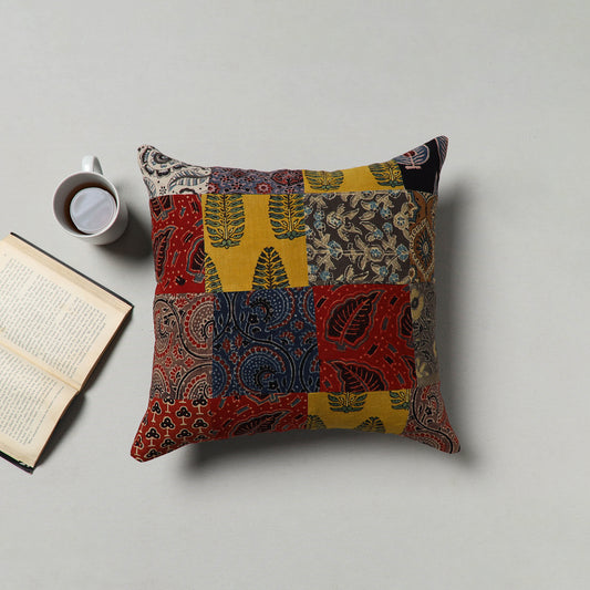 Handcrafted Cotton Patchwork Cushion Cover (16 x 16 in) 06