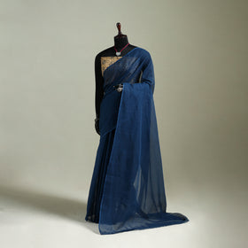 Blue - Nazaakat Kota Doria Cotton Plain Saree with Blouse & Jewellery Set 67