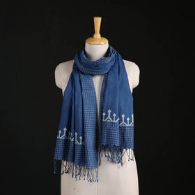 Phulia Jamdani Pure Handloom Cotton Stole with Tassels 08