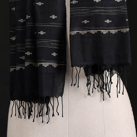 Phulia Jamdani Pure Handloom Cotton Stole with Tassels 09
