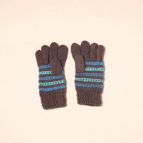 Brown Kumaun Hand Knitted Woollen Hand Gloves (Adult)