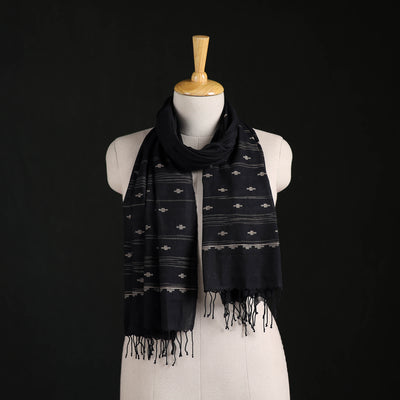 Phulia Jamdani Pure Handloom Cotton Stole with Tassels 09